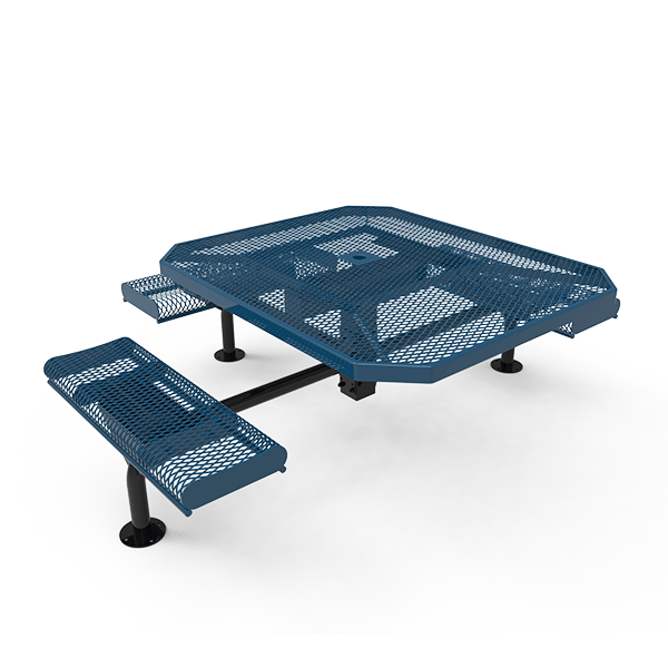 Surface Mount - Expanded - ELITE 46” Nexus Octagon Thermoplastic Polyethylene Coated ADA Picnic Table with 3 Rolled Seats