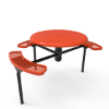 Inground Mount - Expanded - ELITE 46” Nexus Round Thermoplastic Polyethylene Coated Metal Picnic Table with 3 Attached Seat and Solid Top