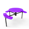 Inground Mount - Perforated - ELITE 46” Nexus Round Thermoplastic Polyethylene Coated Metal Picnic Table with 3 Attached Seat and Solid Top