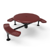Surface Mount - Perforated - ELITE 46” Nexus Round Thermoplastic Polyethylene Coated Metal Picnic Table with 3 Attached Seat and Solid Top