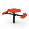 Inground Mount - Perforated - ELITE 46” Round Thermoplastic Polyethylene Coated Pedestal Picnic Table with Solid Top and 2 Seats
