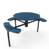 Inground Mount - Perforated - ELITE 46” Nexus Round Thermoplastic Polyethylene  Coated Pedestal Steel Picnic Table with 3 Attached Seats