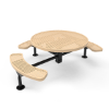 Surface Mount - Perforated - ELITE 46” Nexus Round Thermoplastic Polyethylene  Coated Pedestal Steel Picnic Table with 3 Attached Seats