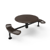 Surface Mount - Expanded - ELITE 46” Nexus Round Thermoplastic Polyethylene Coated Steel Picnic Table With 2 Attached Seat And Solid Top