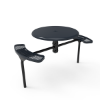 Inground Mount - Expanded - ELITE 46” Nexus Round Thermoplastic Polyethylene Coated Steel Picnic Table With 2 Attached Seat And Solid Top