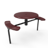 Inground Mount - Perforated - ELITE 46” Nexus Round Thermoplastic Polyethylene Coated Steel Picnic Table With 2 Attached Seat And Solid Top