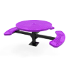 Surface Mount - Perforated Metal - ELITE 46” Round Thermoplastic Polyethylene Coated Pedestal Picnic Table with 3 Seats