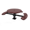 Surface Mount - Perforated Metal - ELITE 46” Round Thermoplastic Polyethylene Coated Pedestal Picnic Table With Solid Top And 3 Seats