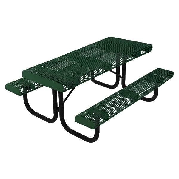 ELITE 6 Ft. Rectangular Thermoplastic Polyethylene Coated Portable Punched Steel Picnic Table with Rolled Edges