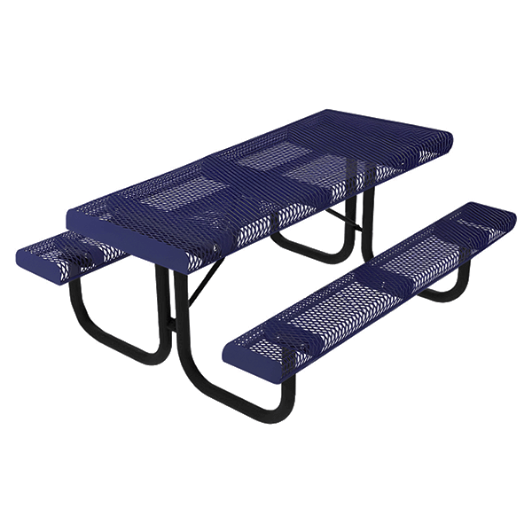 ELITE 8 Ft. Rectangular Thermoplastic Polyethylene Coated Portable Punched Steel Picnic Table with Rolled Edges