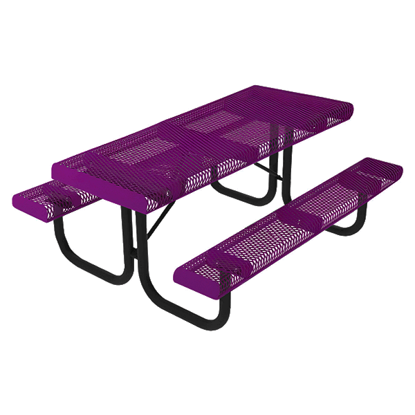 RHINO 6 ft. Thermoplastic Polyolefin Punched Steel Picnic Table with Rolled Seats