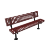 Surface Mount - ELITE 6 Ft. Thermoplastic Polyethylene Coated Strapped Steel Bench With Back And Rolled Edges