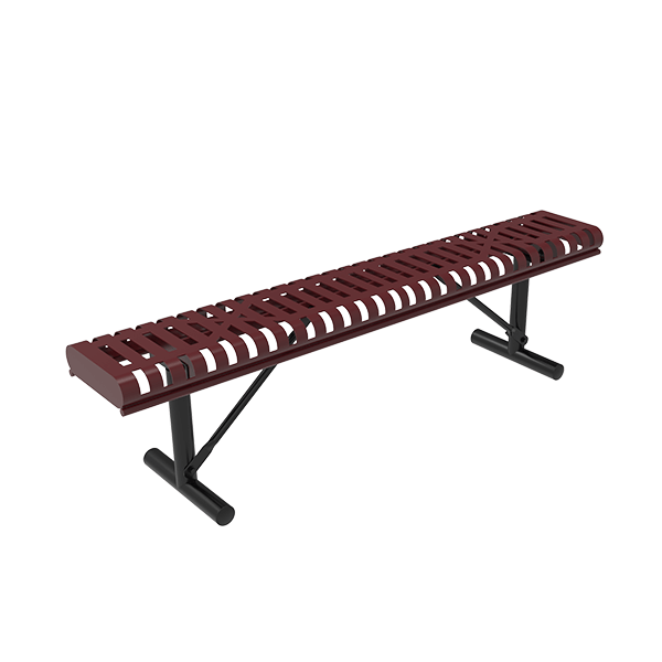 Portable - ELITE 6 Ft. Thermoplastic Polyethylene Coated Strapped Steel Bench without Back and with Rolled Edges