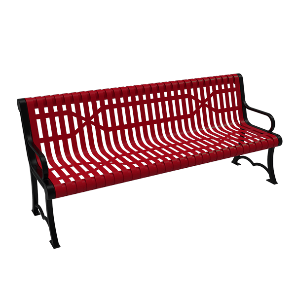 ELITE 6 Ft. Thermoplastic Polyolefin Coated Slatted Steel Austin Bench with Cast Iron Frame
