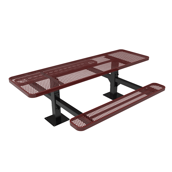 Surface Mount - Expanded Metal -  ELITE 8 Ft. ADA Thermoplastic Polyethylene Double Pedestal Picnic Table with Double End Access
