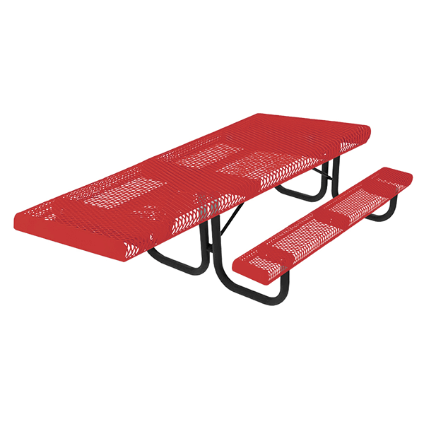 ELITE 8 Ft. ADA Rectangular Thermoplastic Polyethylene Coated Portable Punched Steel Picnic Table with Rolled Edges