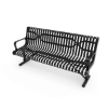 Portable - ELITE 4 Ft. Thermoplastic Polyethylene Coated Slatted Steel Contoured Bench With Arms And Back