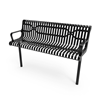 Inground Mount - ELITE 4 Ft. Thermoplastic Polyethylene Coated Slatted Steel Contoured Bench With Arms And Back