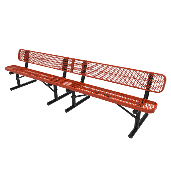 Portable - Expanded Metal - RHINO 10 Ft. Thermoplastic Polyolefin Coated Bench with Back