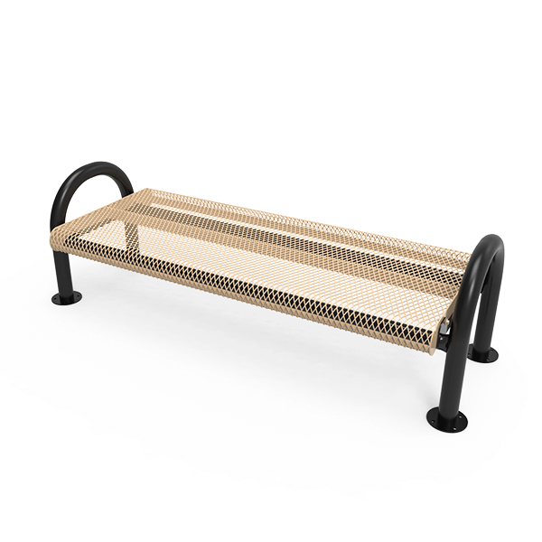 Surface Mount - Expanded Metal - RHINO 4 Ft. MOD Thermoplastic Polyolefin Coated Bench without Back