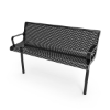 Inground Mount - Perforated Metal - RHINO 4 Ft. Thermoplastic Polyolefin Coated Contoured Bench with Arms and Back