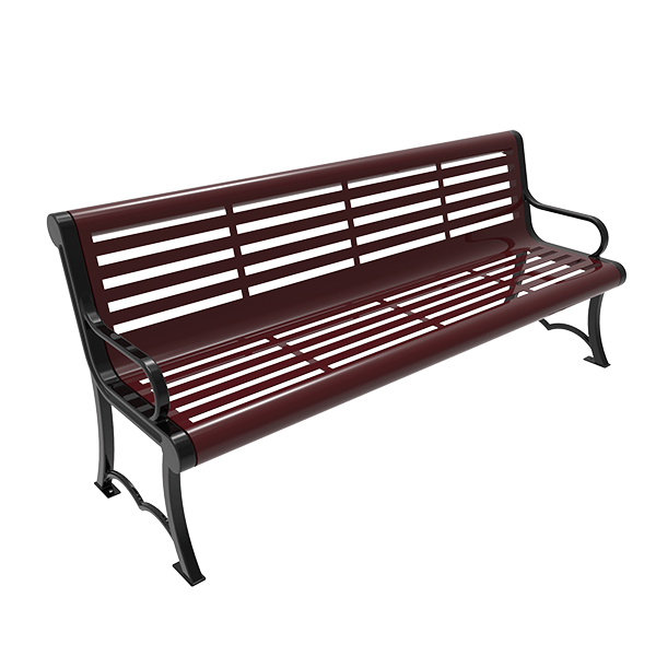 RHINO 4 Ft. Thermoplastic Polyolefin Coated Horizontal Strapped Steel Austin Bench with Cast Iron Frame