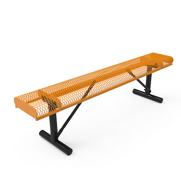 Portable - Expanded Metal - RHINO 4 Ft. Thermoplastic Polyolefin Coated Metal Bench without Back and with Rolled Edges
