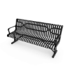 Portable - RHINO 4 Ft. Thermoplastic Polyolefin Coated Slatted Steel Contoured Bench with Arms and Back