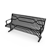 Portable - RHINO 4 Ft. Thermoplastic Polyolefin Coated Slatted Steel Contoured Bench with Arms and Back