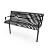 Inground Mount - RHINO 4 Ft. Thermoplastic Polyolefin Coated Slatted Steel Contoured Bench with Arms and Back