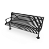 Surface Mount - RHINO 4 Ft. Thermoplastic Polyolefin Coated Slatted Steel Contoured Bench with Arms and Back
