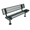 Surface Mount - Expanded Metal - RHINO 4 Ft. Thermoplastic Polyolefin Coated Steel Bench with Back and Rolled Edges