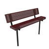 Inground Mount - Perforated Metal - RHINO 4 Ft. Thermoplastic Polyolefin Coated Steel Bench with Back and Rolled Edges