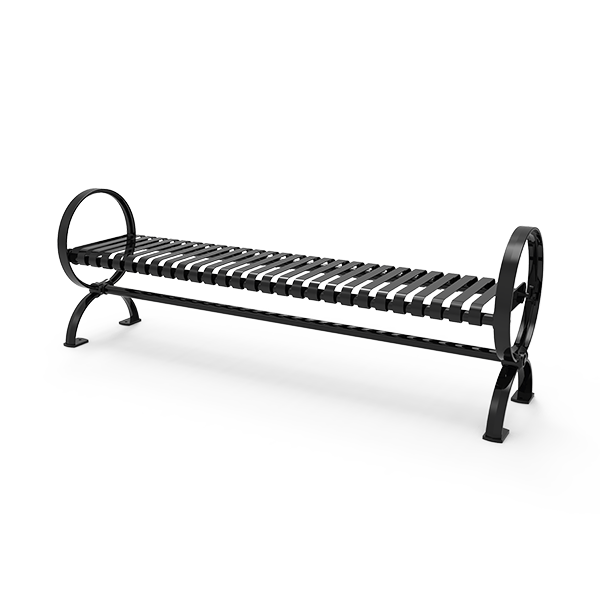 RHINO 4 Ft. Thermoplastic Polyolefin Coated Strap Metal Skyline Bench With Arched Back