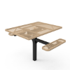 Inground Mount - Expanded Metal - RHINO 46” ADA Square Thermoplastic Polyolefin Coated Pedestal Picnic Table with 2 Seats