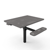 Inground Mount - Perforated Metal - RHINO 46” ADA Square Thermoplastic Polyolefin Coated Pedestal Picnic Table with 2 Seats