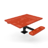 Surface Mount - Perforated Metal - RHINO 46” ADA Square Thermoplastic Polyolefin Coated Pedestal Picnic Table with 2 Seats