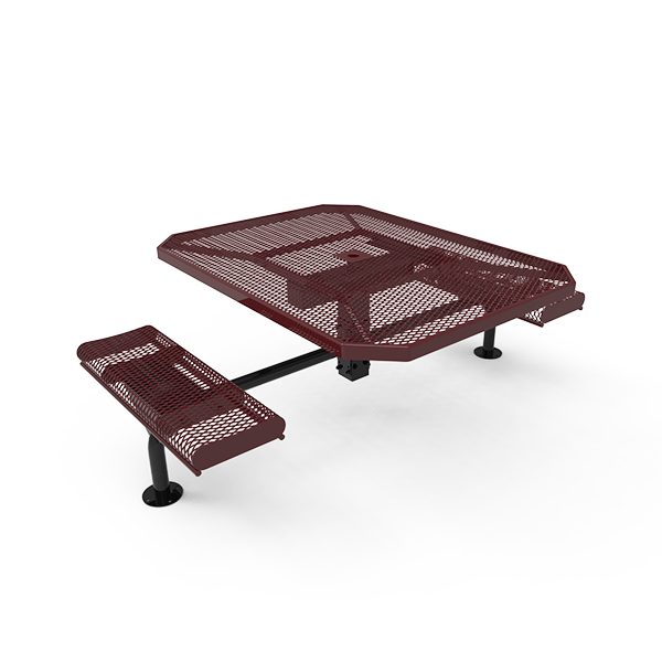 Surface Mount - Expanded Metal - RHINO 46” Nexus Octagon Thermoplastic Polyolefin Coated ADA Picnic Table with 2 Rolled Seats