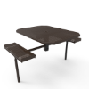 Inground Mount - Perforated Metal - RHINO 46” Nexus Octagon Thermoplastic Polyolefin Coated ADA Picnic Table with 2 Rolled Seats