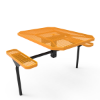 Inground Mount - Expanded Metal - RHINO 46” Nexus Octagon Thermoplastic Polyolefin Coated Pedestal ADA Picnic Table with 2 Attached Seats