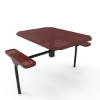 Inground Mount - Perforated Metal - RHINO 46” Nexus Octagon Thermoplastic Polyolefin Coated Pedestal ADA Picnic Table with 2 Attached Seats