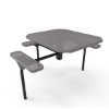 Inground Mount - Perforated Metal - RHINO 46” Nexus Octagon Thermoplastic Polyolefin Coated Pedestal ADA Picnic Table with 3 Attached Seats
