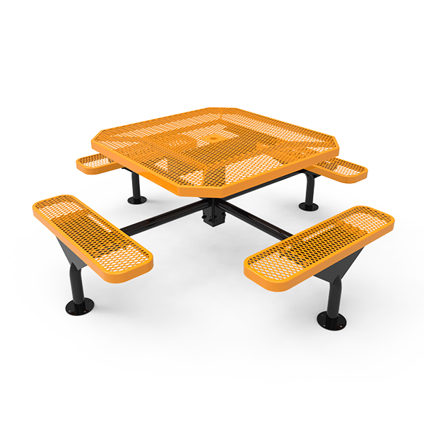 Surface Mount - Expanded Metal - RHINO 46” Nexus Octagon Thermoplastic Polyolefin Coated Picnic Table