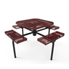 Inground Mount - Expanded Metal - RHINO 46” Nexus Octagon Thermoplastic Polyolefin Coated Picnic Table with Rolled Seats