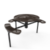 Inground Mount - Expanded Metal - RHINO 46” Nexus Round Thermoplastic Polyolefin Coated Pedestal Metal Picnic Table with 3 Attached Seats