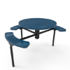 Inground Mount - Perforated Metal - RHINO 46” Nexus Round Thermoplastic Polyolefin Coated Pedestal Metal Picnic Table with 3 Attached Seats