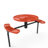 Inground Mount - Expanded Metal - RHINO 46” Nexus Round Thermoplastic Polyolefin Coated Pedestal Steel Picnic Table with 2 Attached Seats