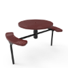 Inground Mount - Perforated Metal - RHINO 46” Nexus Round Thermoplastic Polyolefin Coated Pedestal Steel Picnic Table with 2 Attached Seats
