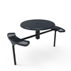 Inground Mount - Expanded Metal - RHINO 46” Nexus Round Thermoplastic Polyolefin Coated Picnic Table with 2 Attached Seat and Solid Top