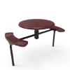Inground Mount - Perforated Metal - RHINO 46” Nexus Round Thermoplastic Polyolefin Coated Picnic Table with 2 Attached Seat and Solid Top